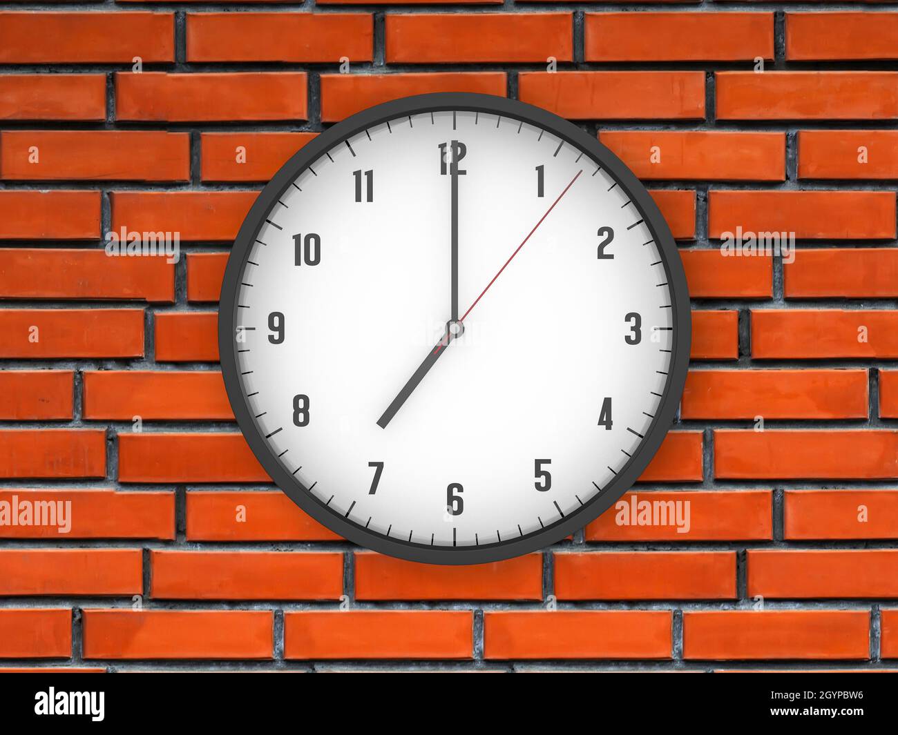 Classic clock on brick wall. 3d illustration Stock Photo Alamy