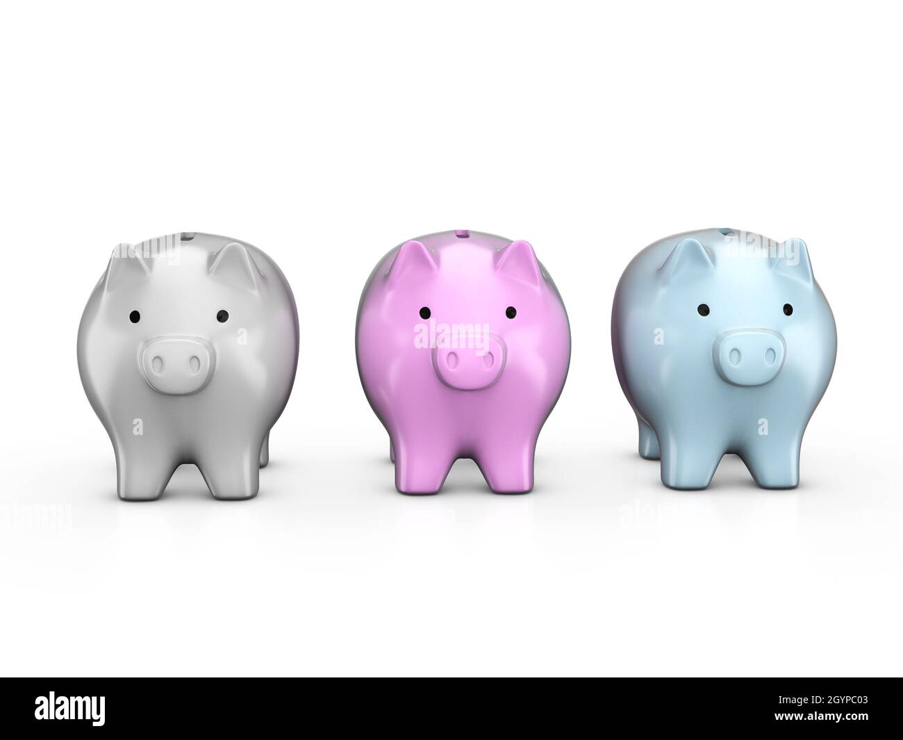 Piggy banks on a white background. 3d illustration Stock Photo - Alamy