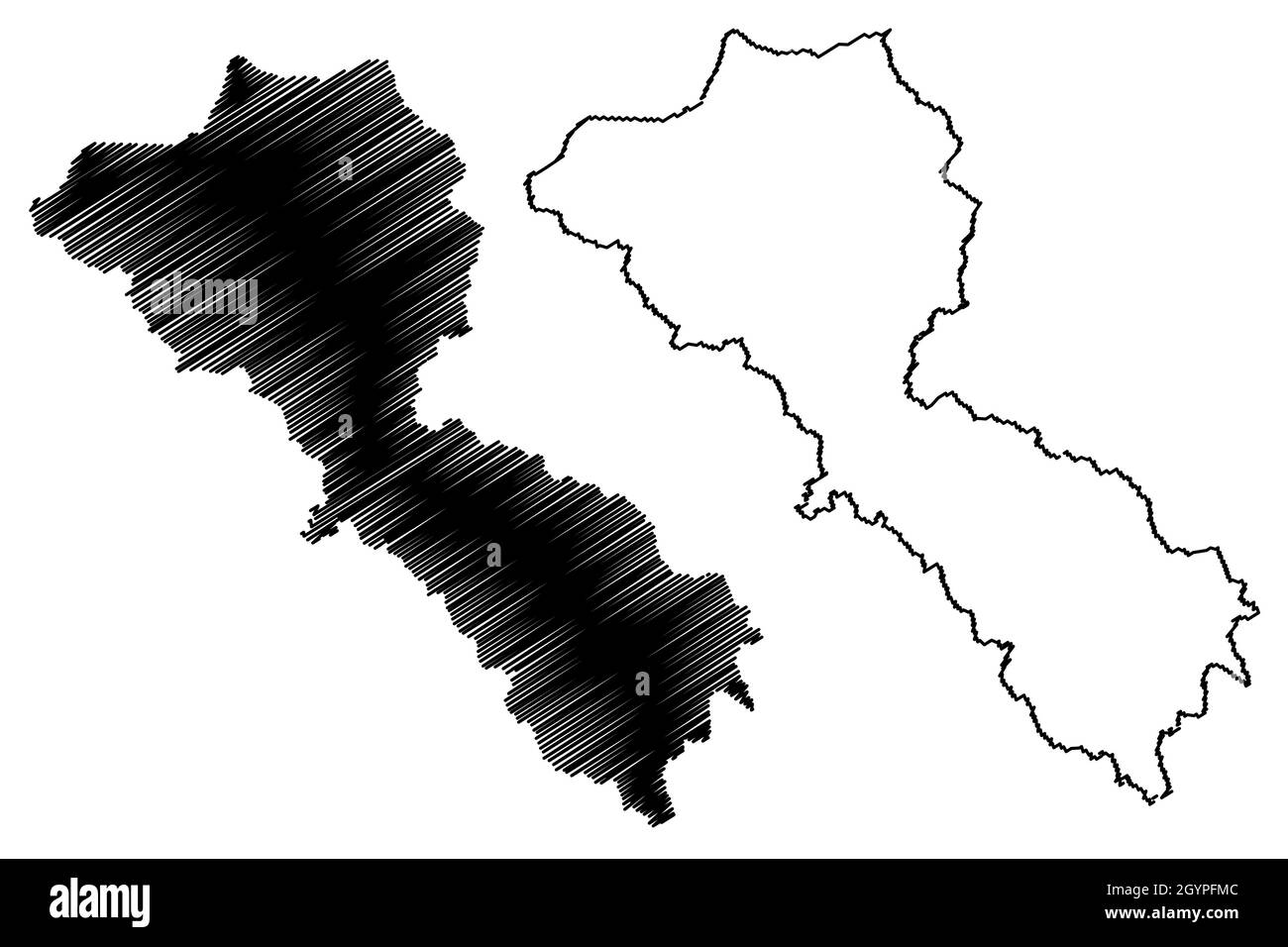 Kargil district (Ladakh union territory, Republic of India) map vector illustration, scribble sketch Kargil map Stock Vector