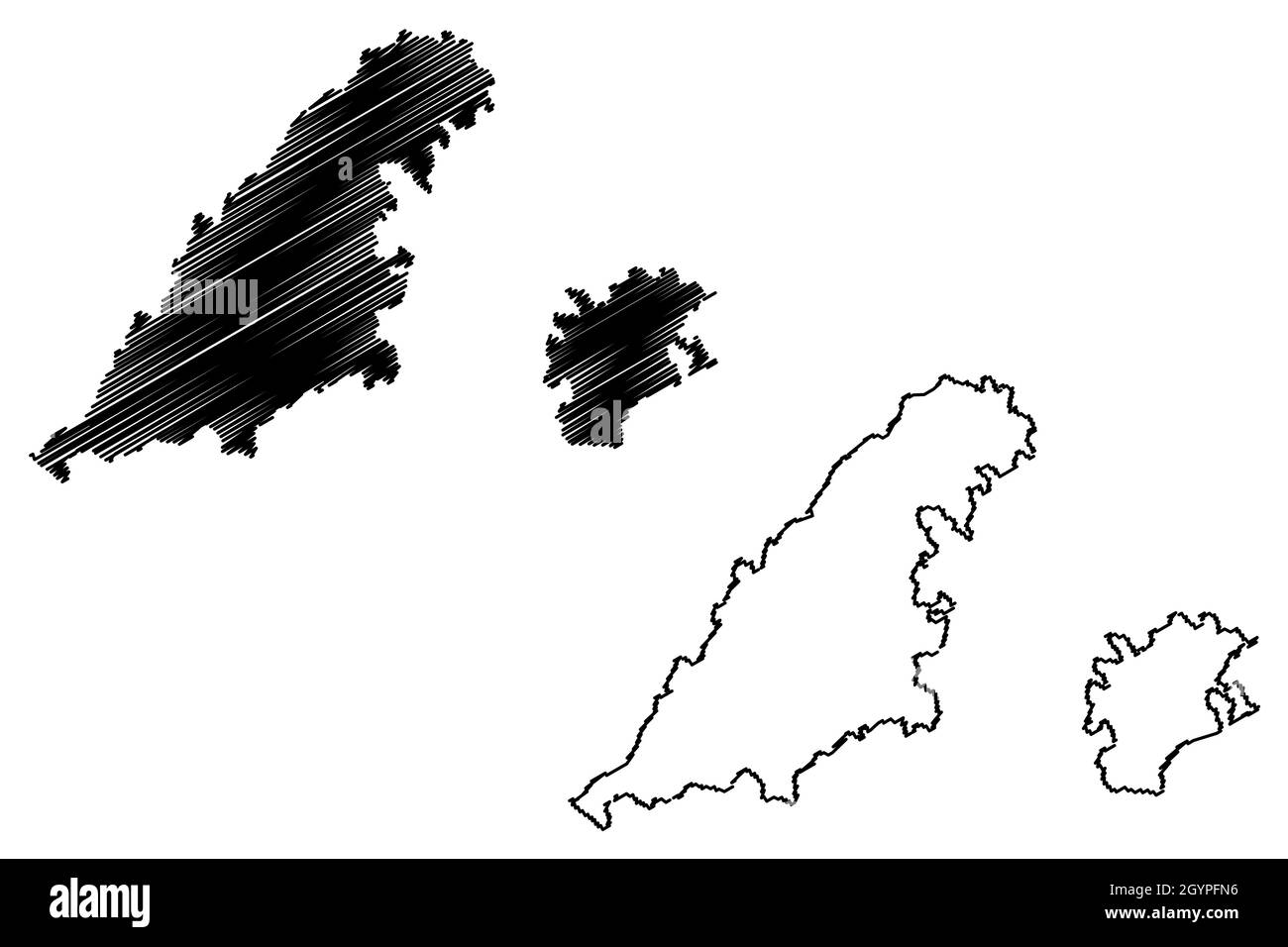 Kapurthala district (Punjab State, Republic of India) map vector illustration, scribble sketch Kapurthala map Stock Vector
