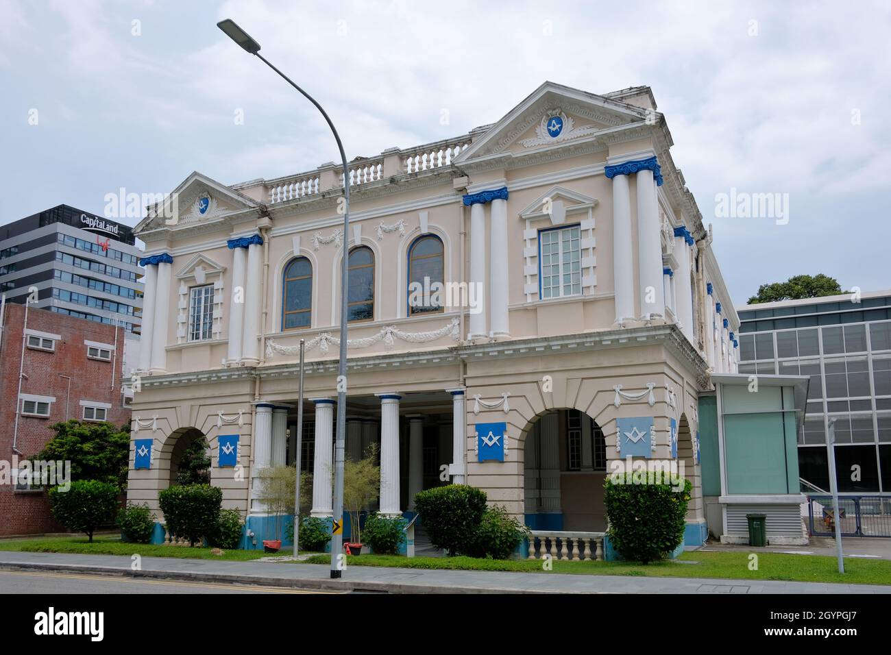 Freemasonry in Singapore officially began in 1845. The foundation stone of  the present Freemasons Hall in Singapore was laid on 14 April 1879 and the  Stock Photo - Alamy