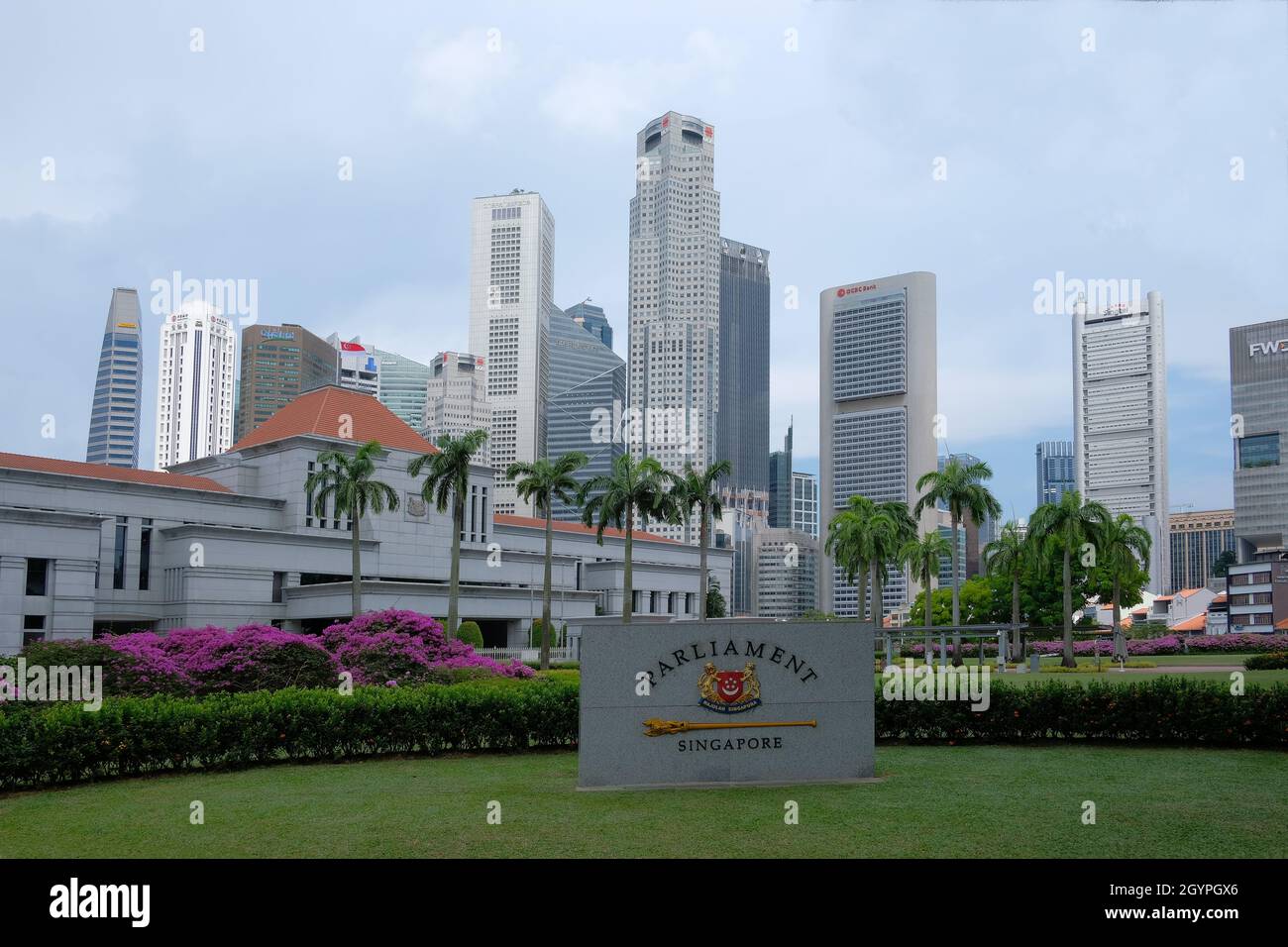 The Parliament House of Singapore which was officially opened in October 1999, houses the Parliament of Singapore and is located in the Civic District Stock Photo
