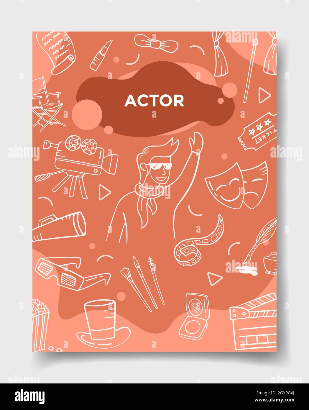 actor jobs or career profession with doodle style for template of banners, flyer, books, and magazine cover vector illustration Stock Photo
