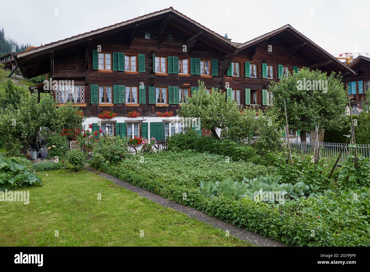 Swiss chalet - Simmental, Berner Oberland, Switzerland Stock Photo