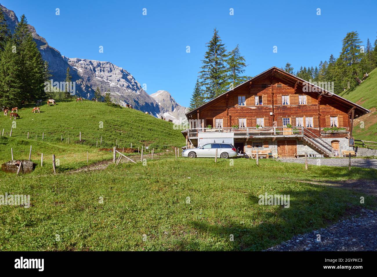 Iffigenalp chalet - Bernese Oberland, Switzerland Stock Photo