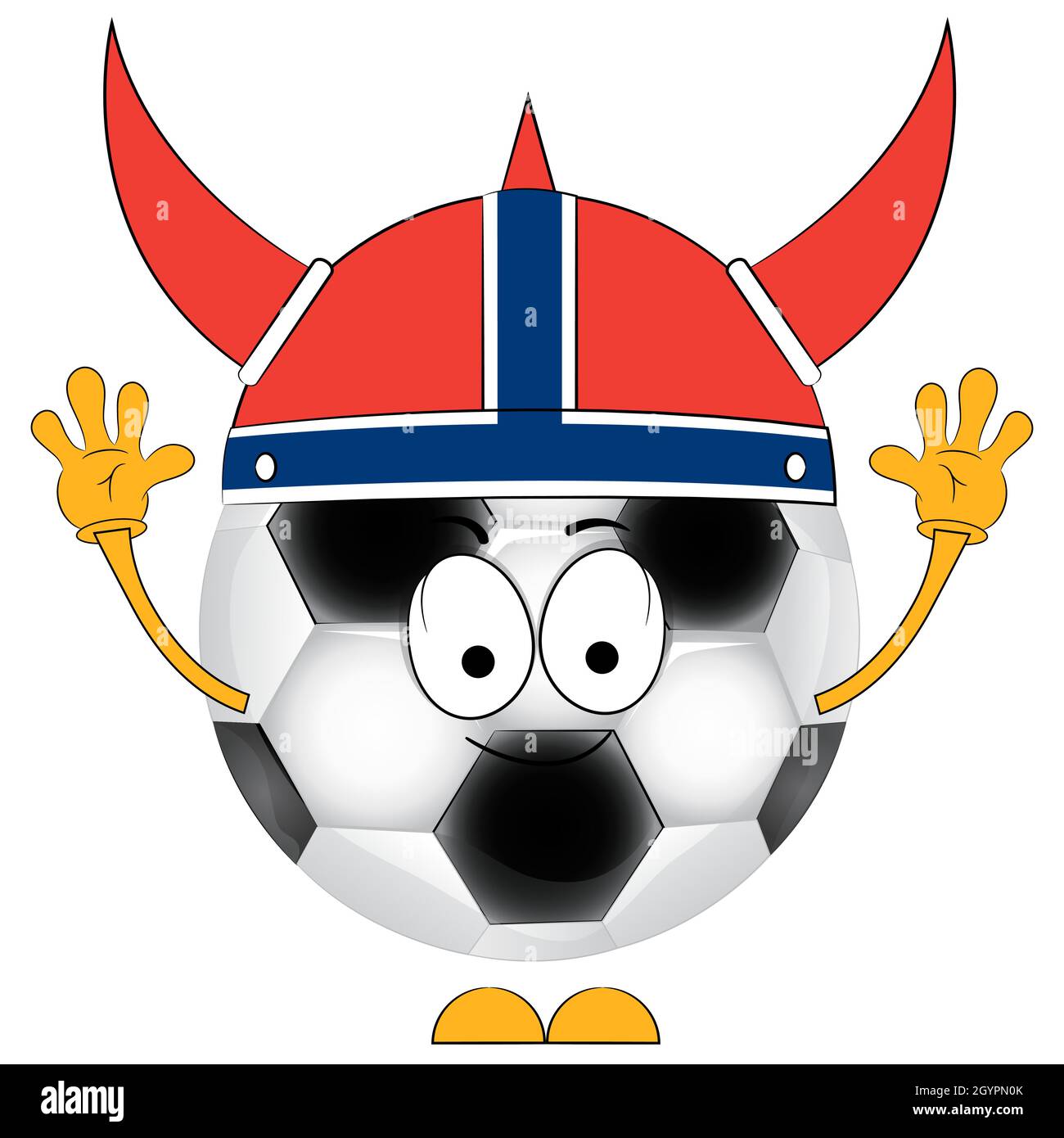 Cartoon soccer ball. A football fan. The Norwegian national team. Stock Vector