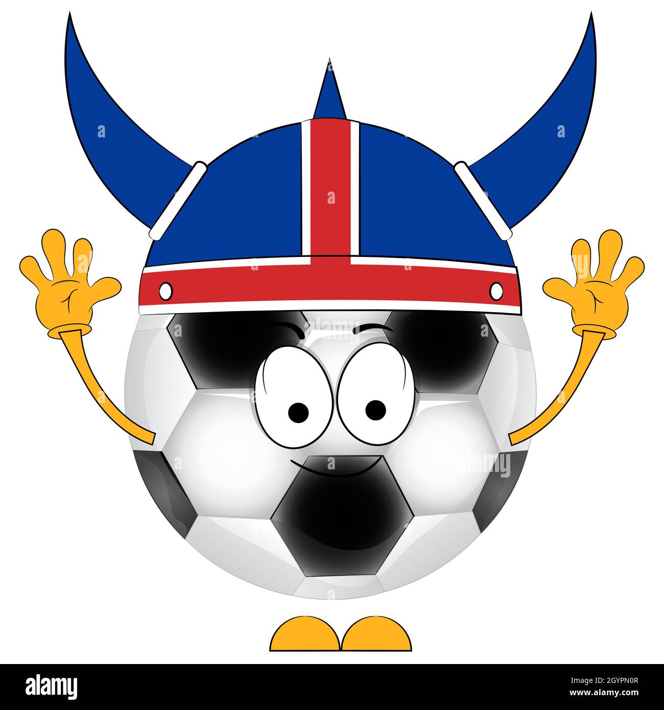 Cartoon soccer ball. A football fan. The national team of Iceland. Stock Vector