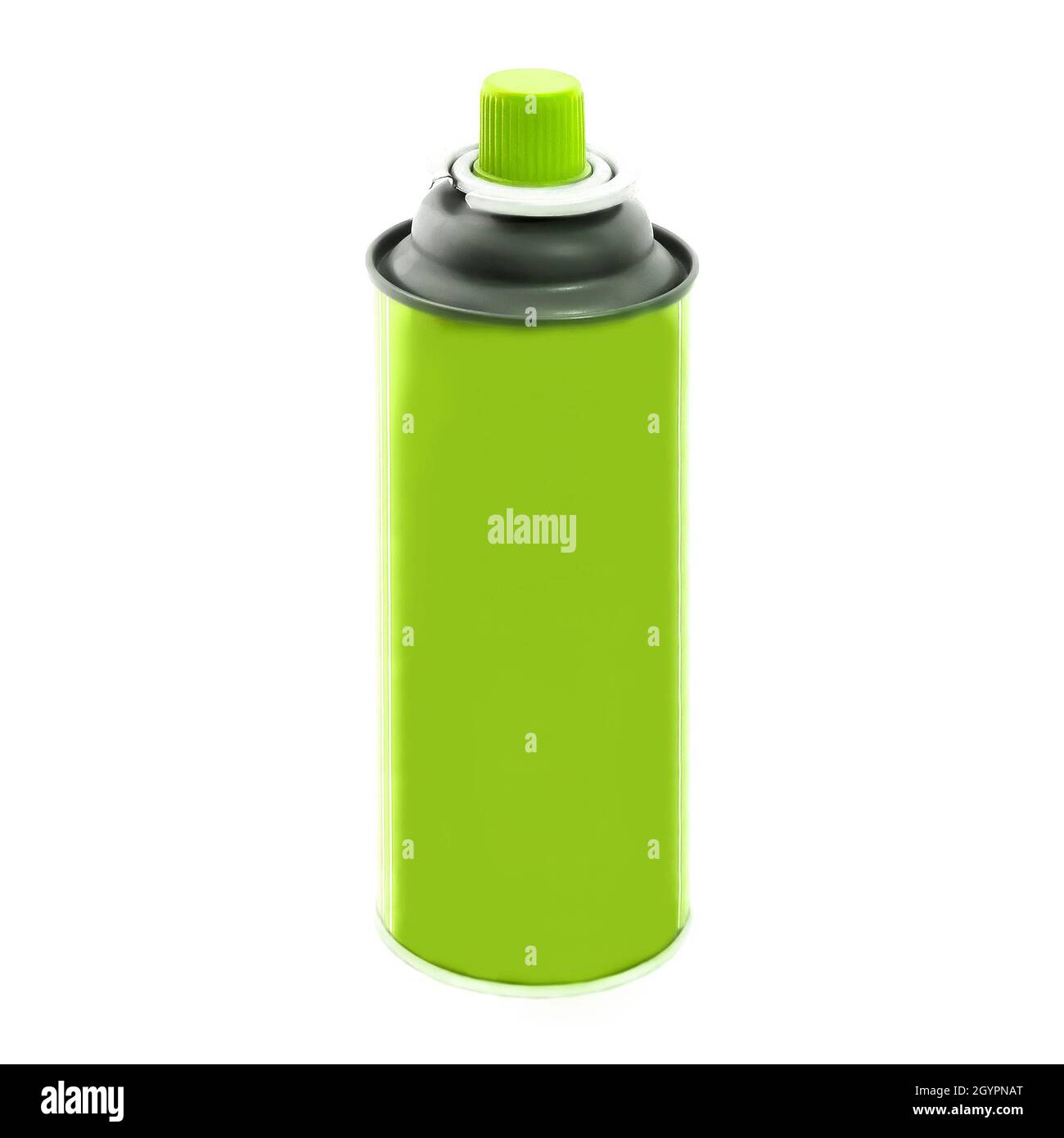 Green color spray paint can isolated on white background Stock Photo