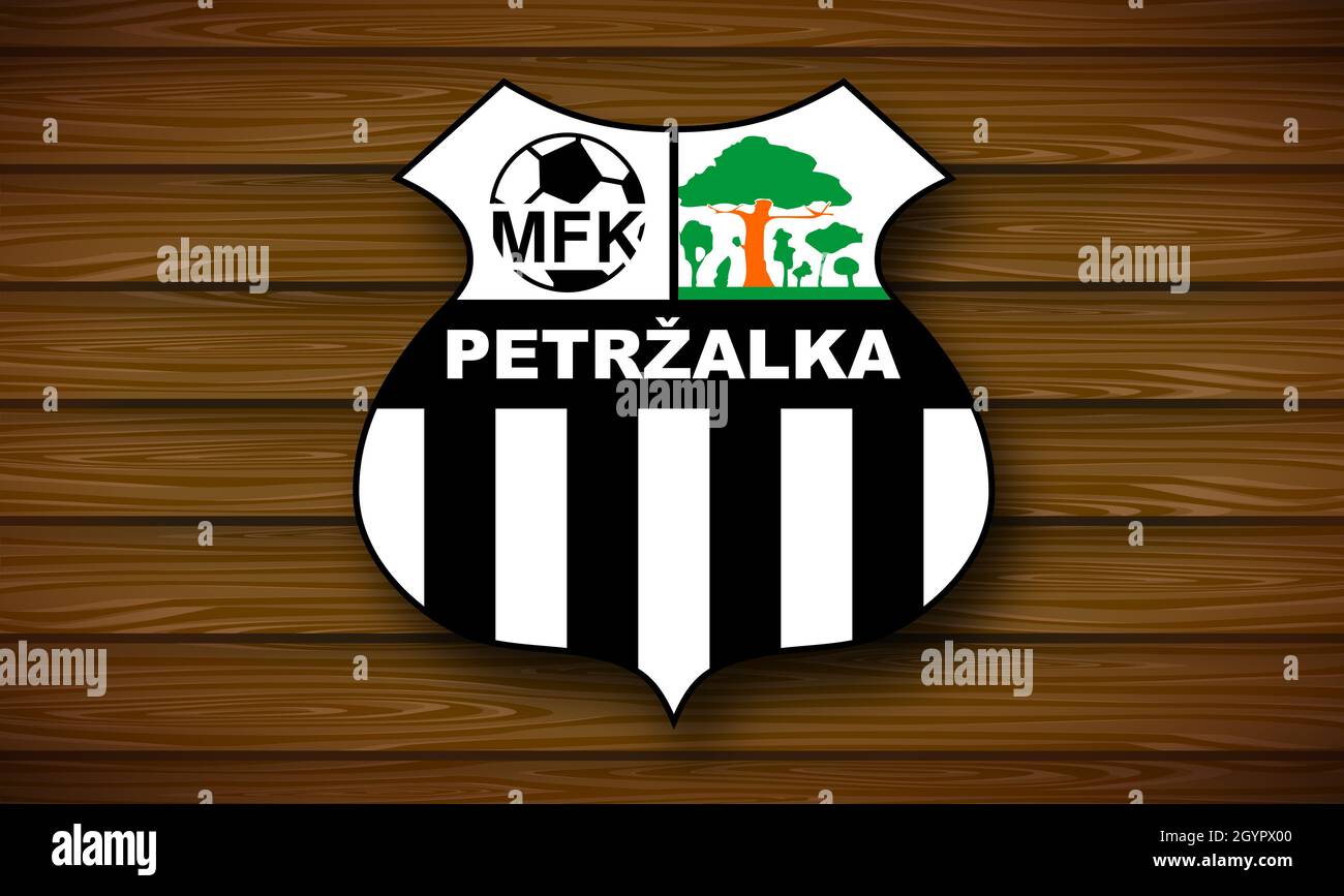 Coat of arms FC Petržalka, Bratislava, a football club from Slovakia Stock Photo