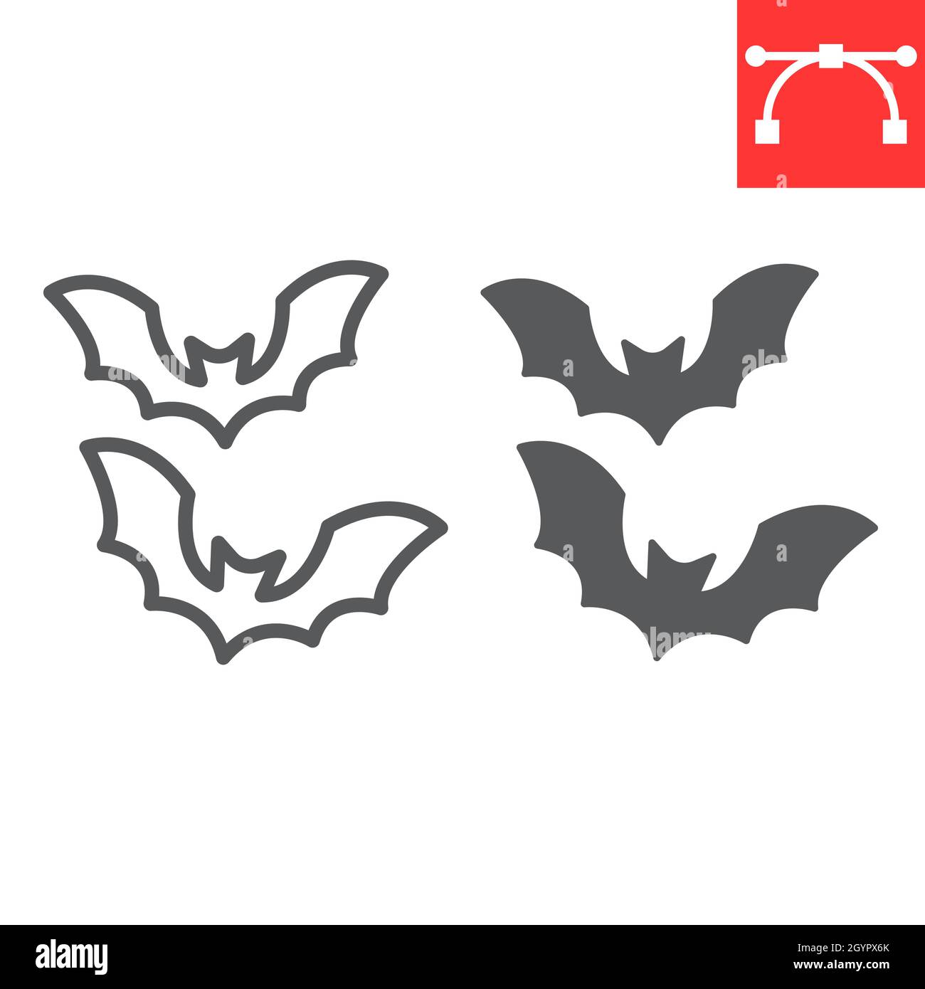 Bat line and glyph icon, holiday and halloween, bats vector icon ...