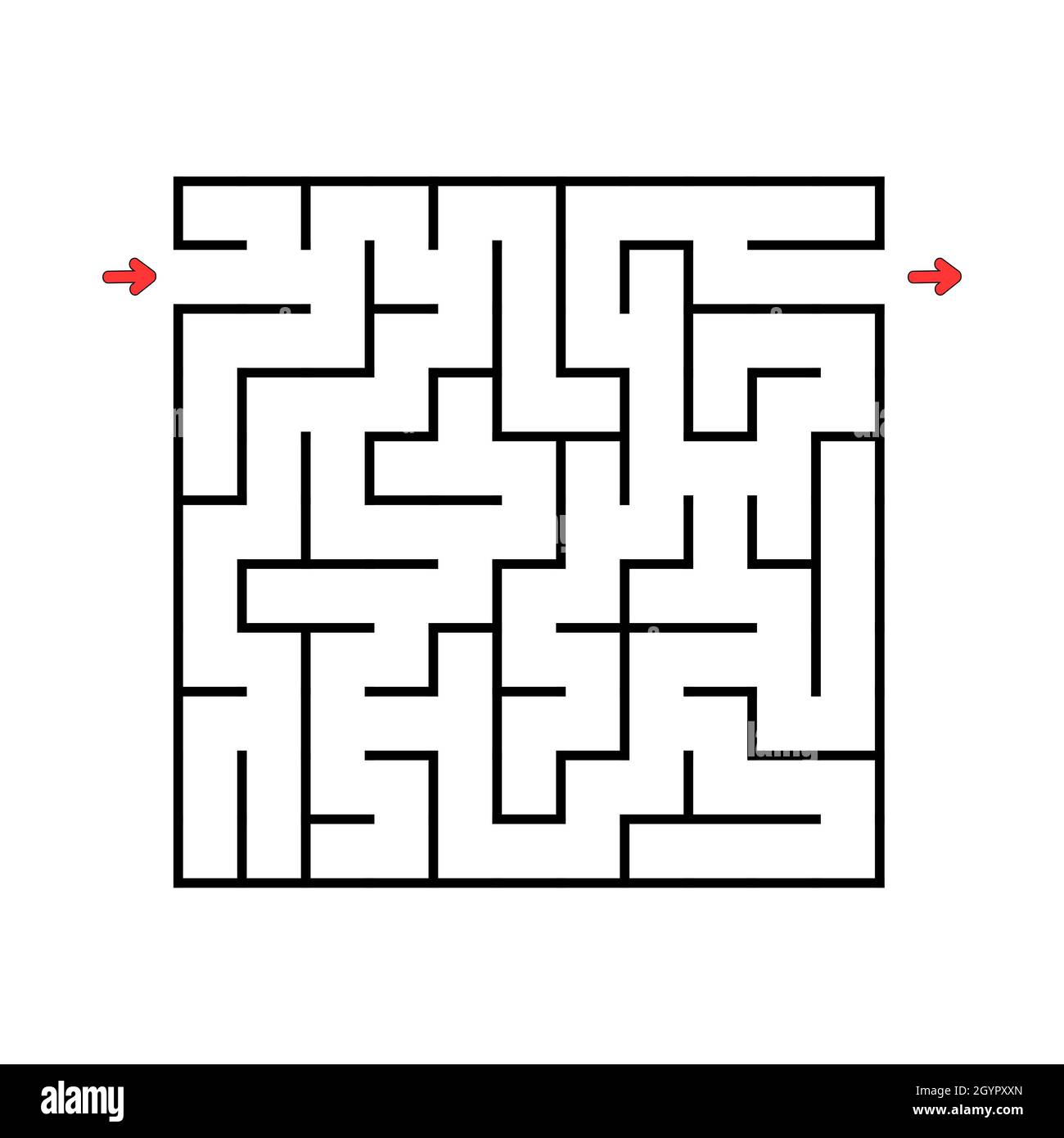 Square maze. Game for kids. Puzzle for children. Labyrinth conundrum. Vector illustration. Find the right path. Stock Vector