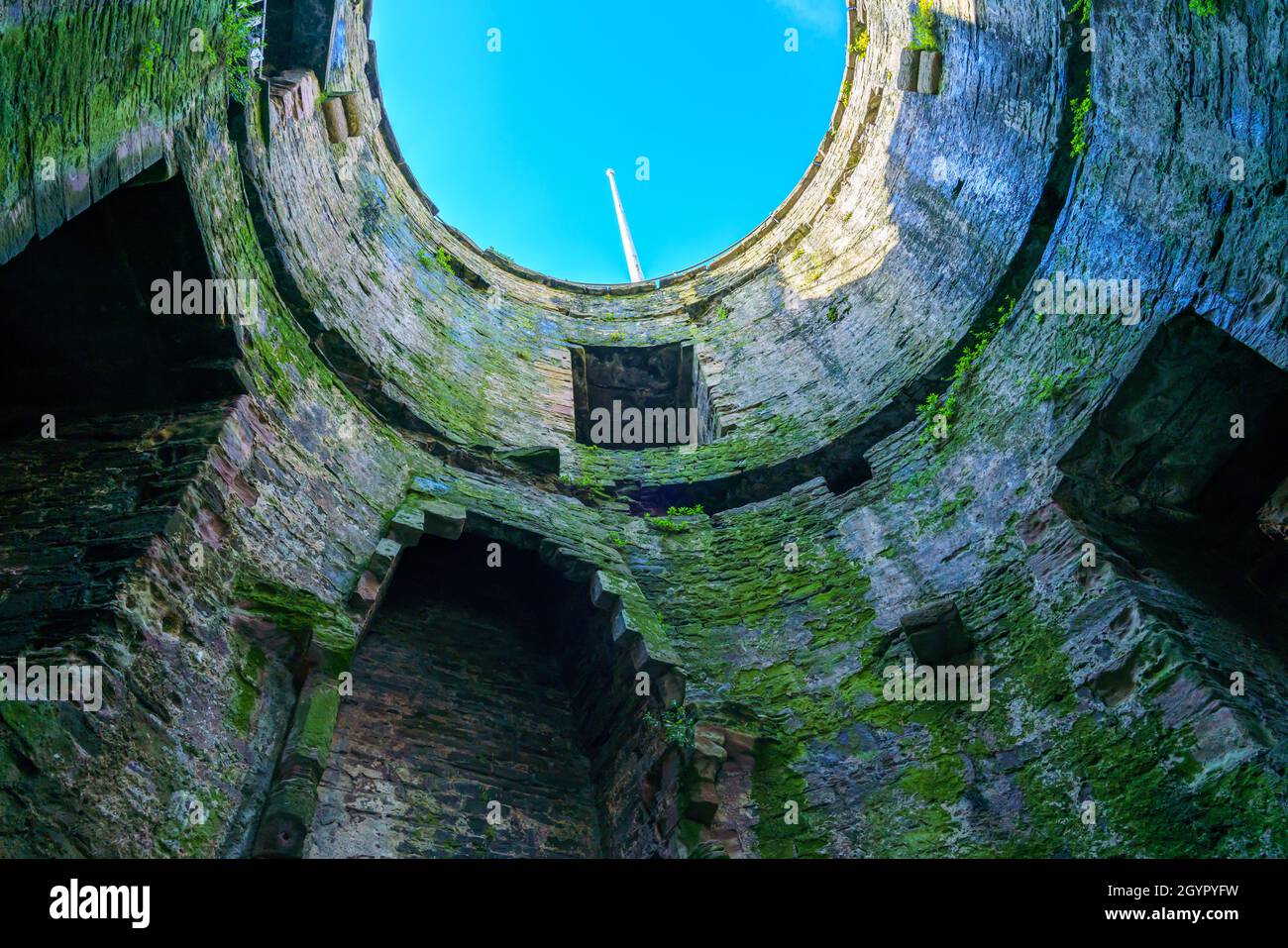 inside a tower of the well preserved 13th century medieval Conwy castle, an imposing fortress in North Wales Stock Photo