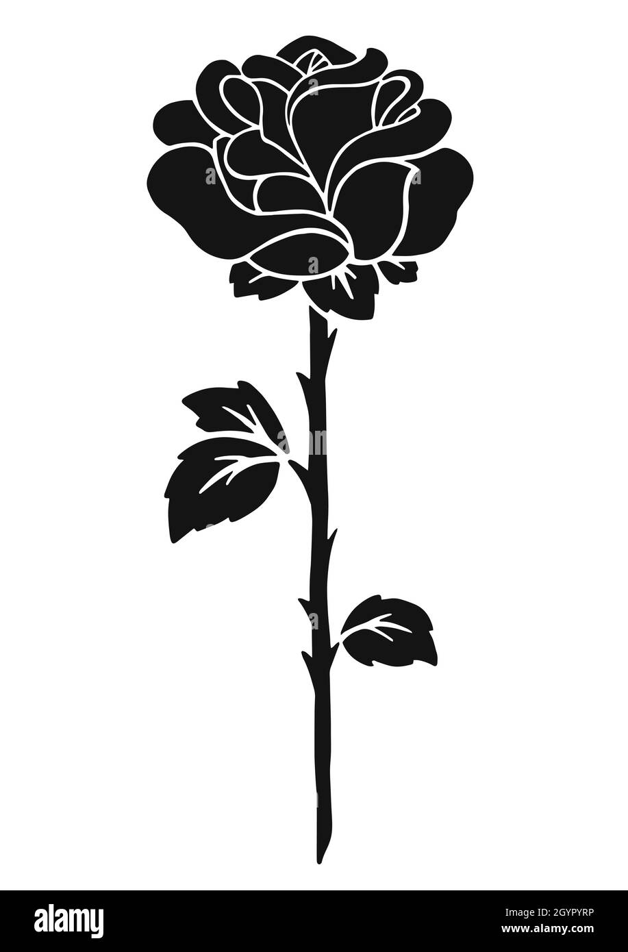 Rose flower. Black silhouette. Design element. Vector illustration ...