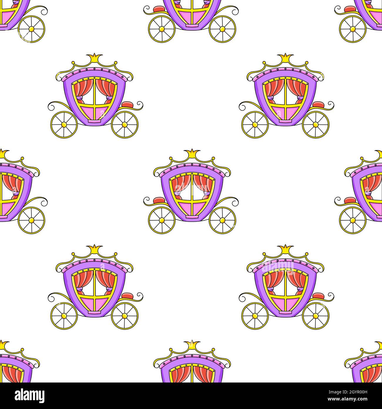 Colored seamless pattern. Cartoon style. Hand drawn. Vector ...