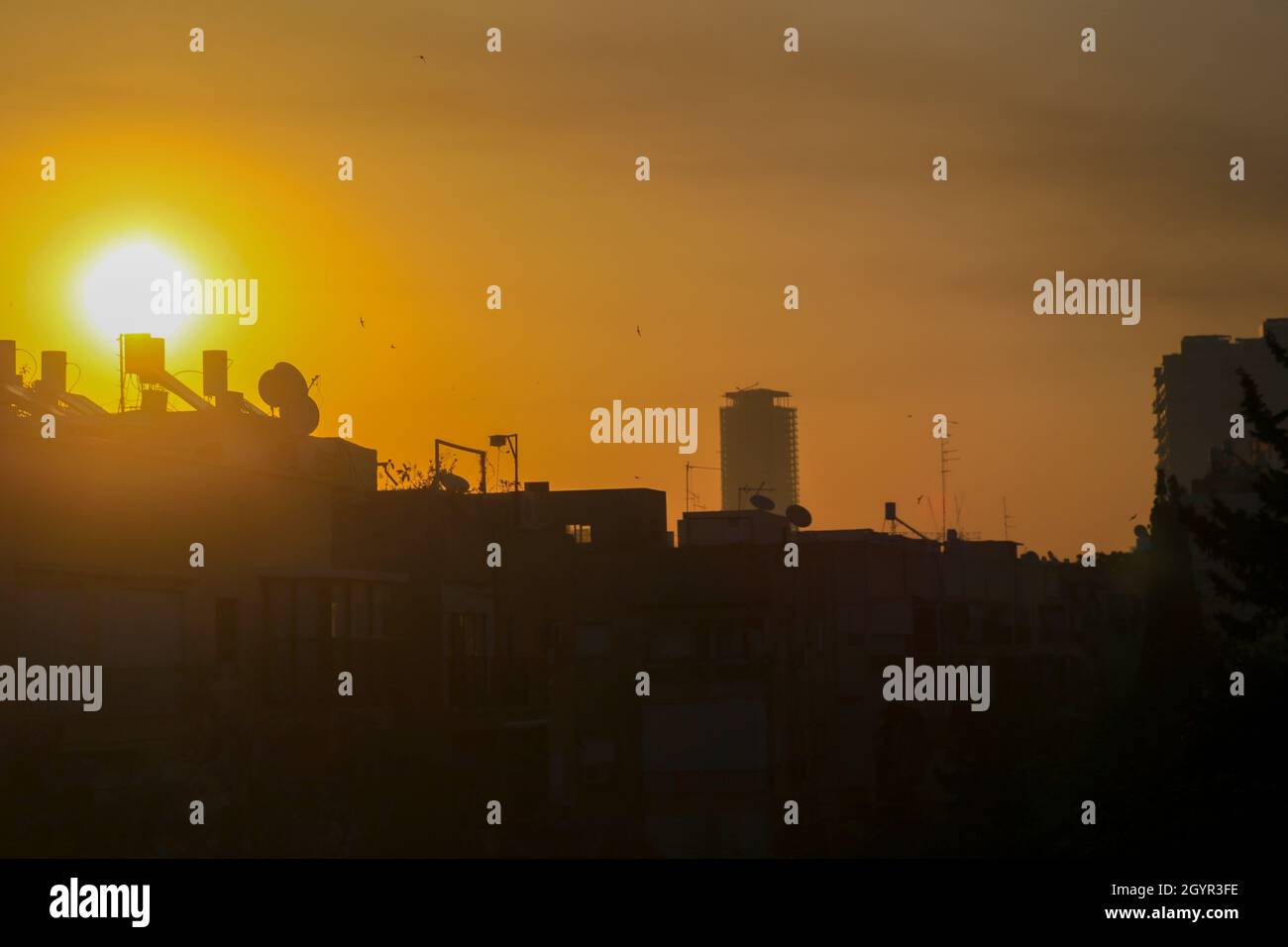 Sunrise over Tel Aviv, Israel Stock Photo