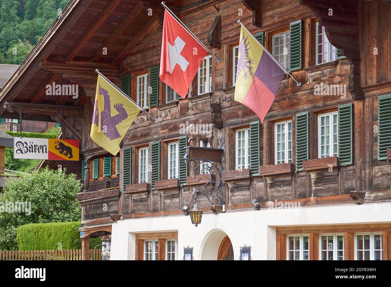 Swiss chalet restaurant - Simmental, Berner Oberland, Switzerland Stock Photo