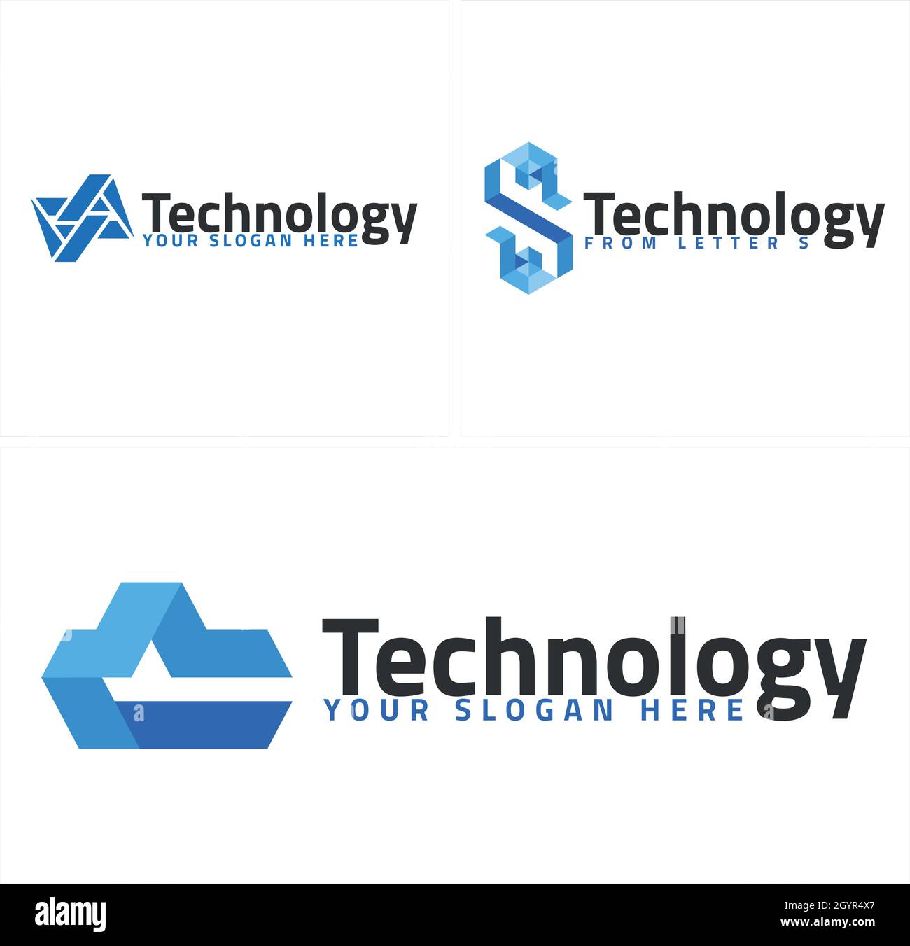 Modern flat line art letter S initial technology logo design Stock Vector