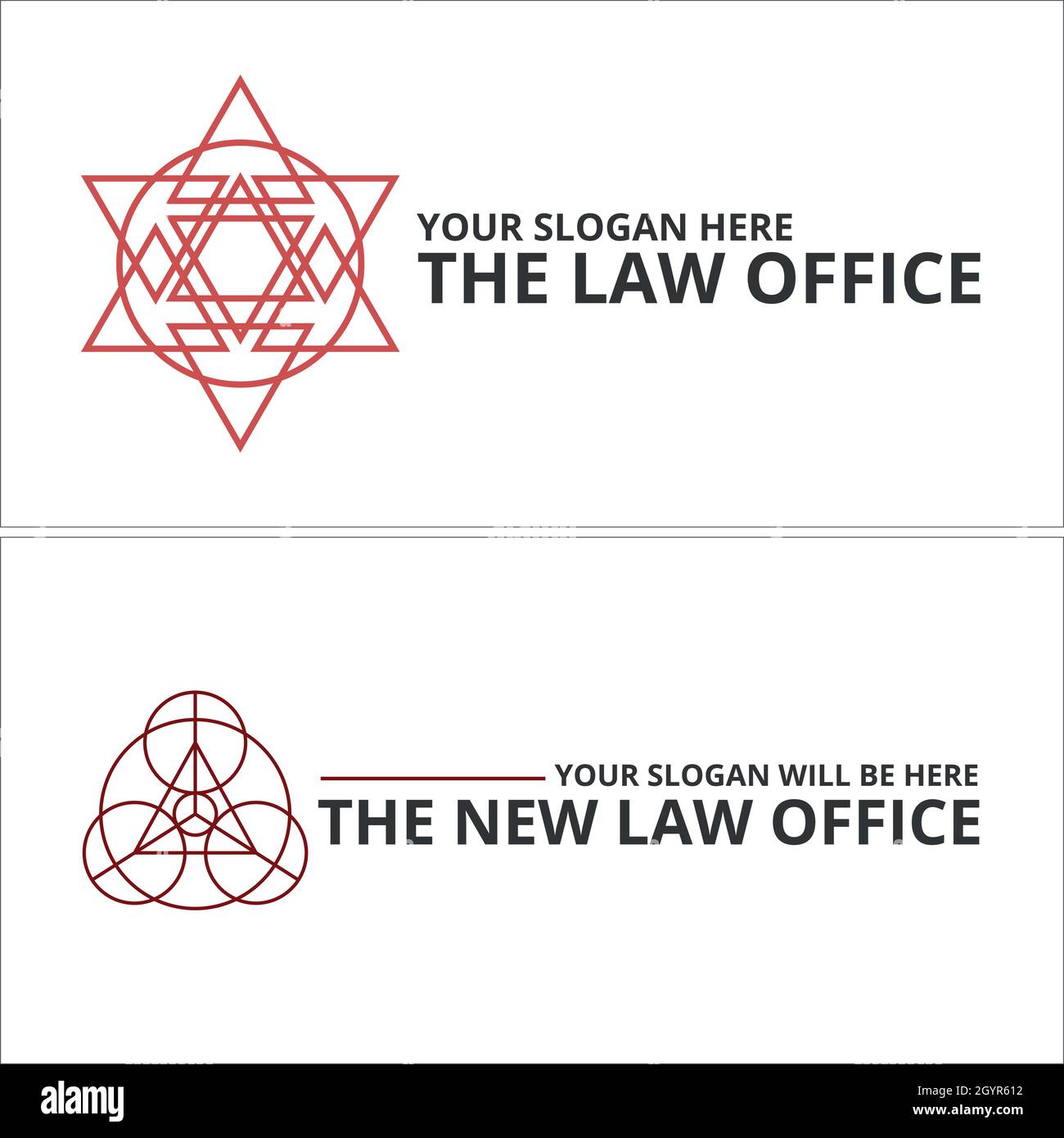 Attorney law office flat line art circle triangle logo design Stock Vector