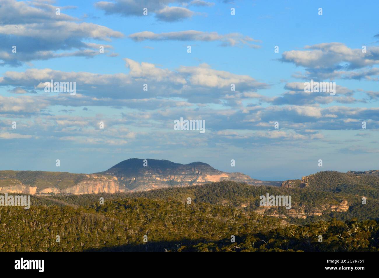 A view across the Blue Mountains from Mount Victoria Stock Photo