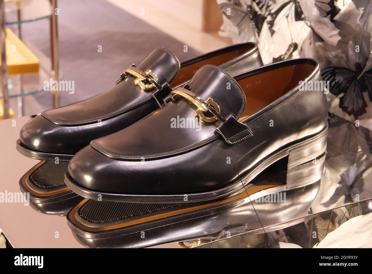 SHOES ON DISPLAY AT SALVATORE FERRAGAMO FASHION BOUTIQUE Stock Photo Alamy