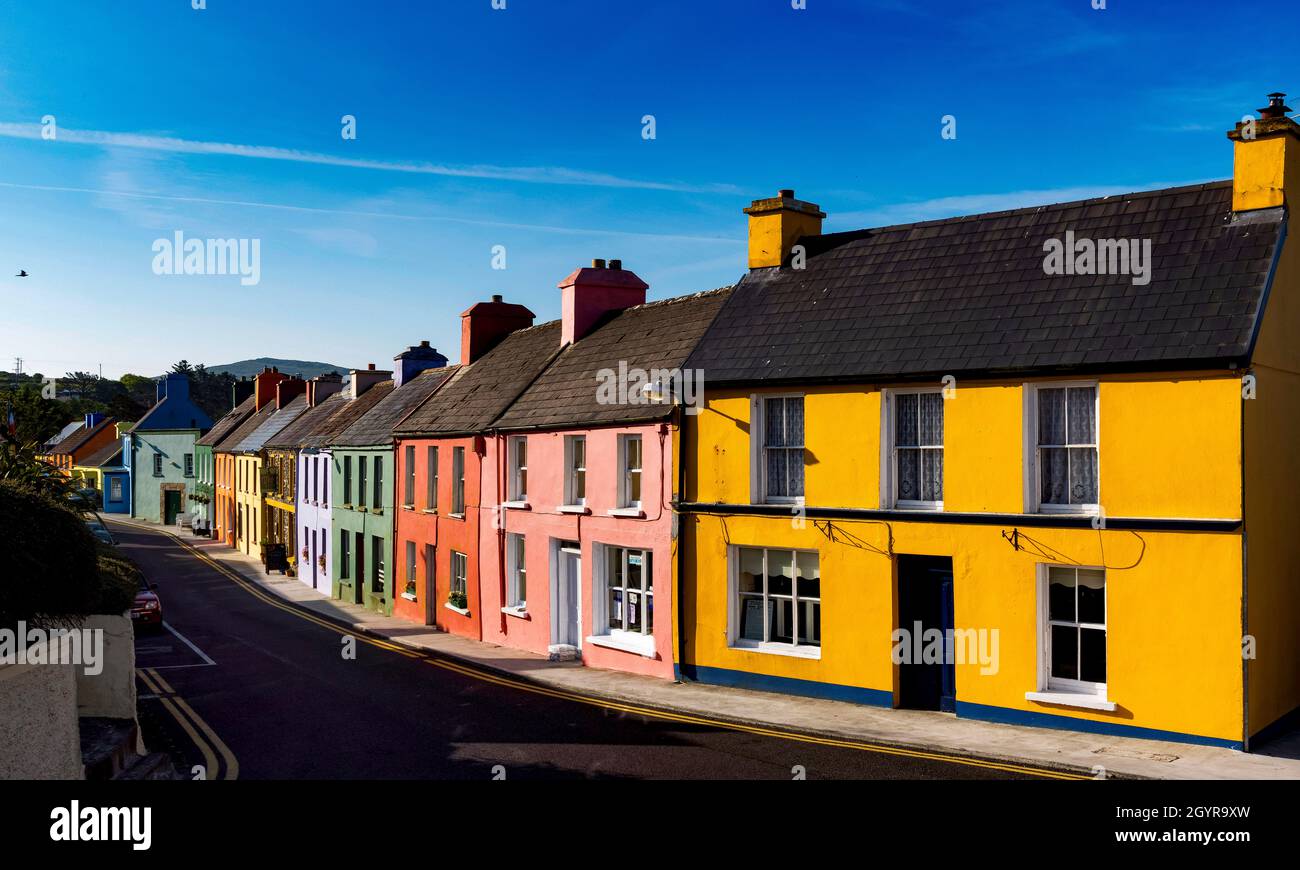 Coloured houses Eyeries village Beara Peninsula, County  Cork Ireland ,Wild Atlantic way Stock Photo