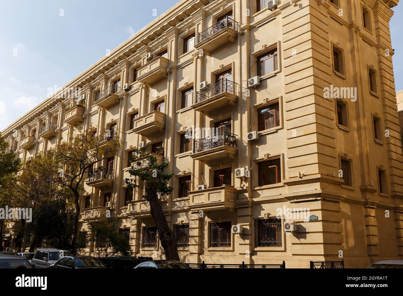 Baku, Azerbaijan - November 13, 2019: Adil Isgandarov Street in Baku ...
