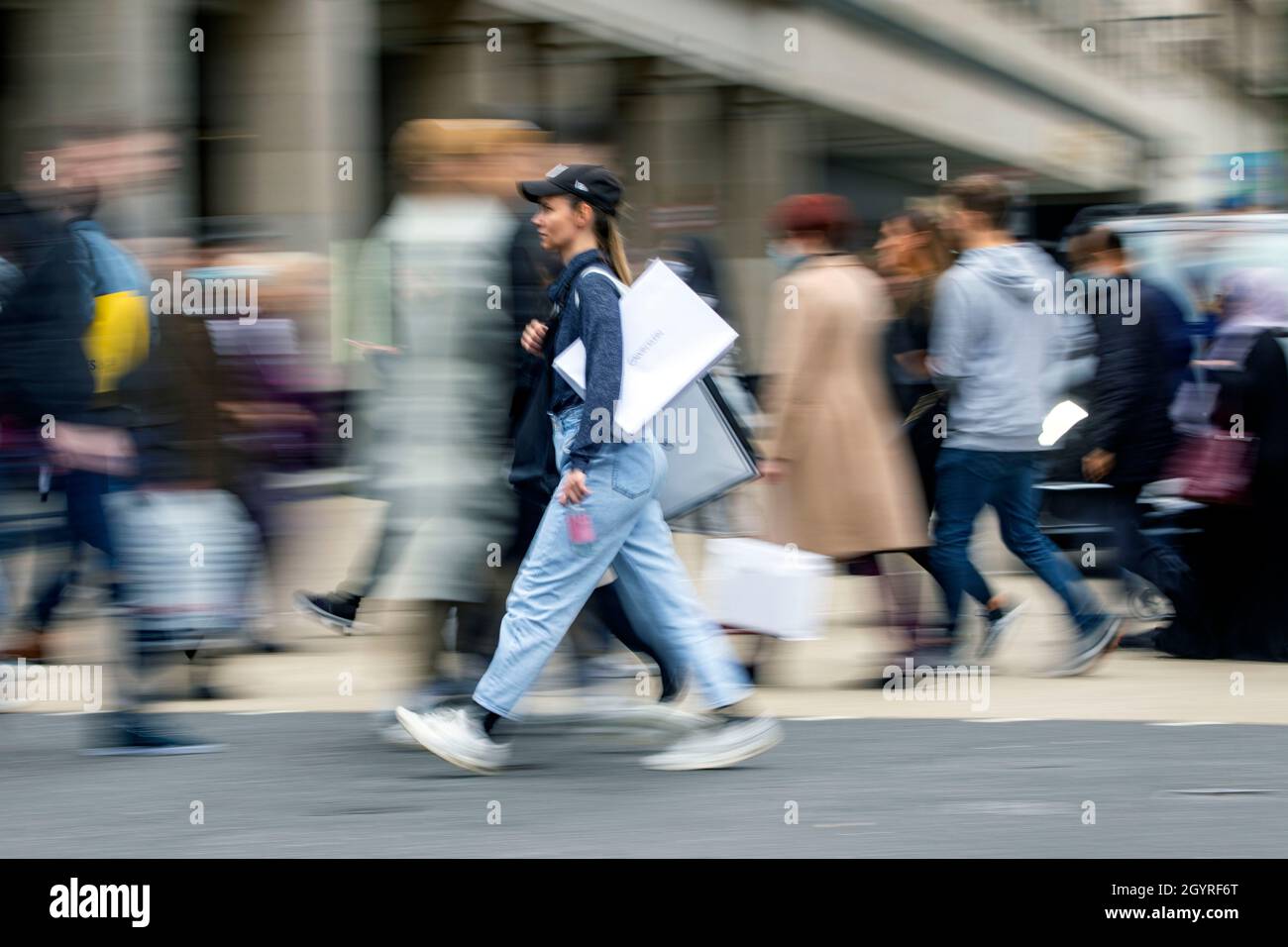 pic shows:  Shoppers in Oxford Street  October 2021    Picture by Gavin Rodgers/ Pixel8000 Stock Photo