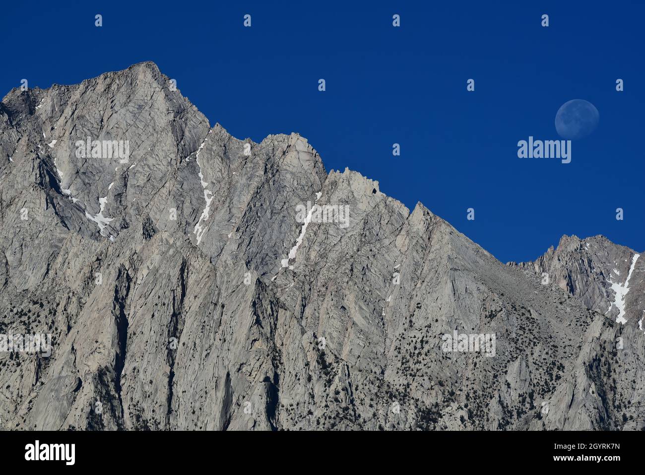 Lone pine peak & the Moon California Stock Photo