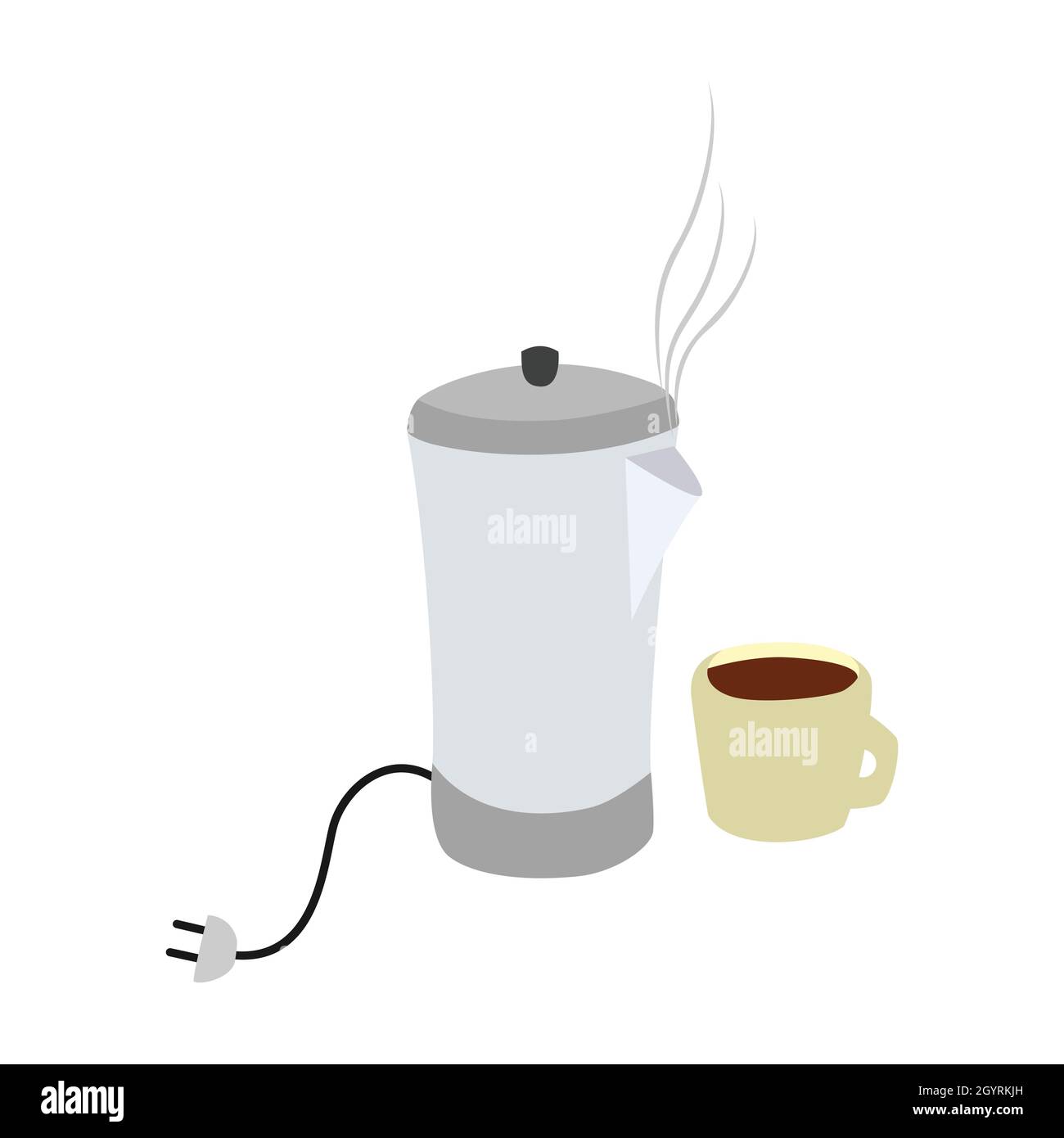 Electric kettle isometric flat vector illustration coffee cup Stock Vector