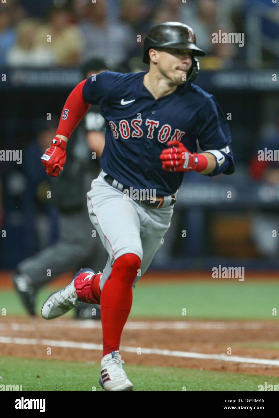 St Petersburg Fl Usa Boston Red Sox Center Fielder Enrique Hernandez 5 Hits A Double During The Alds Game 2 Against The Tampa Bay Raysat Tropicana Field Friday October 8 21 The