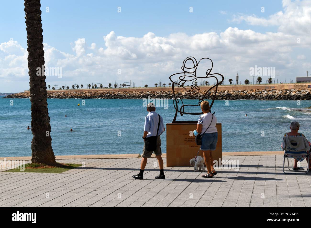 Costa Blanca, Spain. 9th Oct, 2021. Memorial in Torrevieja for people who died of Covid. weather on Costa Blanca as Spain now on the green list allows double vaccinated Brits to travel there with fewer restrictions. Credit: JOHNNY ARMSTEAD/Alamy Live News Stock Photo