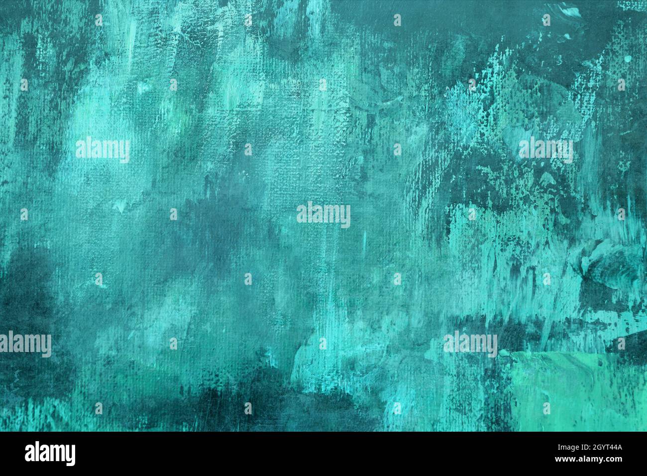 Turquouise colored stained abstract painting backdrop, grunge background or texture Stock Photo