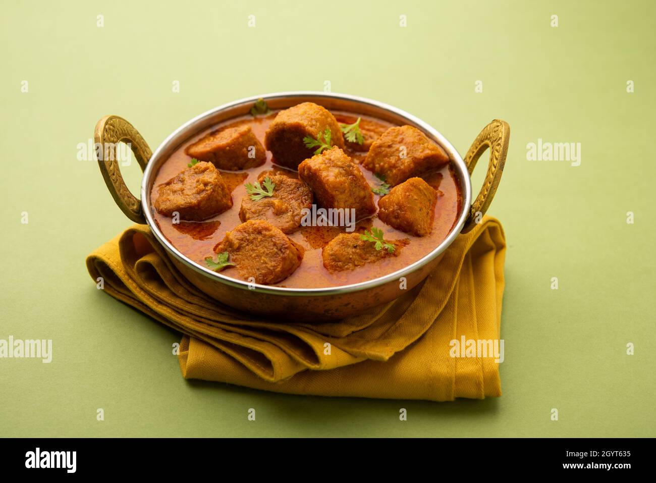 Besan Gatte Ki Sabzi or Gatta Curry Recipe, popular rajasthani menu for lunch or dinner Stock Photo