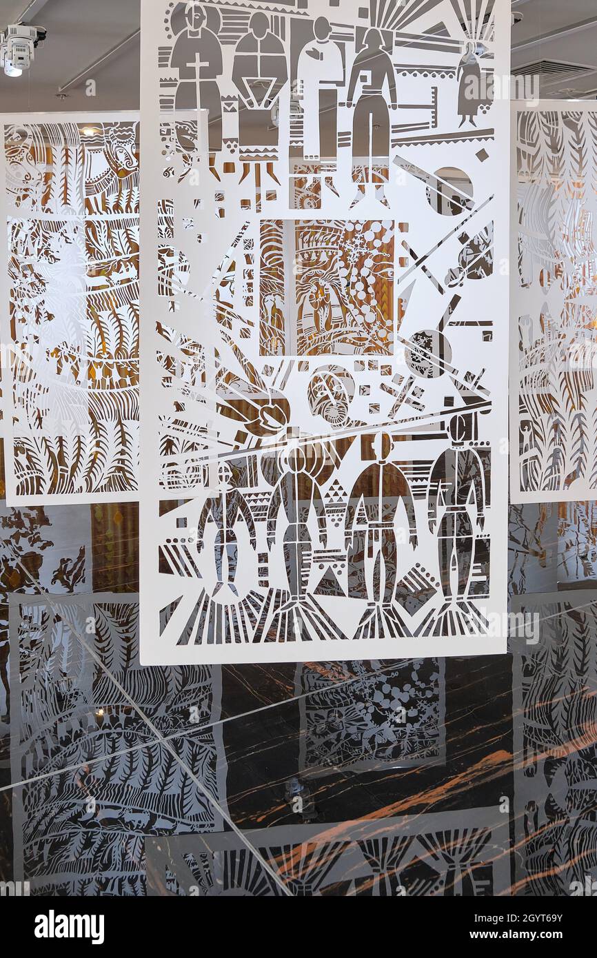 Art exhibition inside the Ukraine Pavilion in the Opportunity District