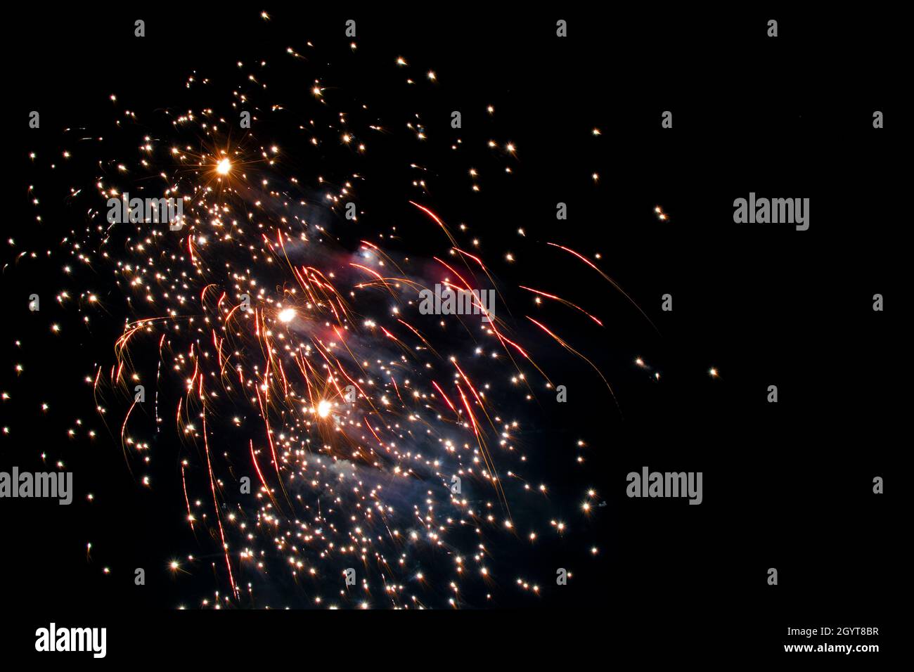 Colorful fireworks during celebration of diwali festival in India. Stock Photo