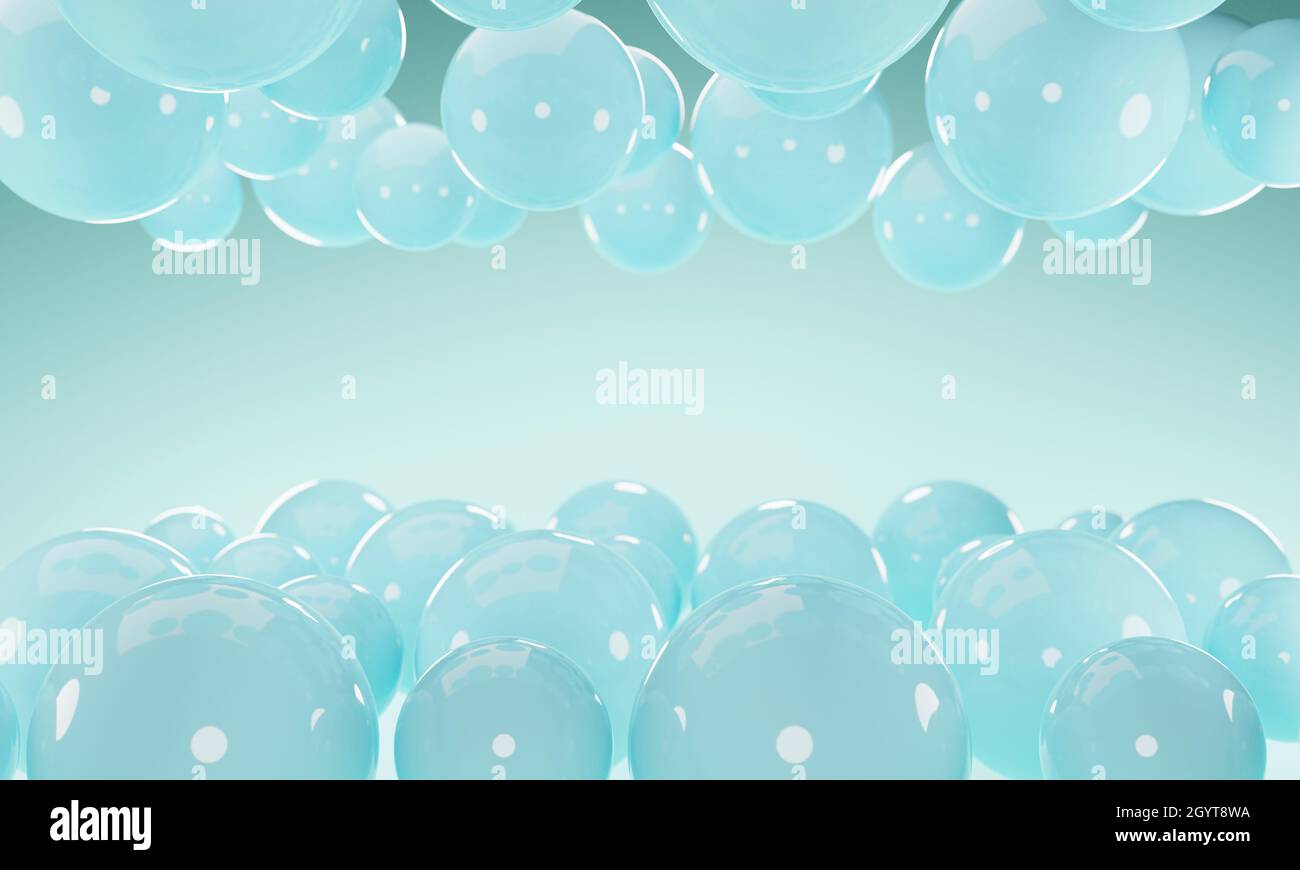 Abstract background with 3d balls spheres. Blue geometric 3d rendering ...