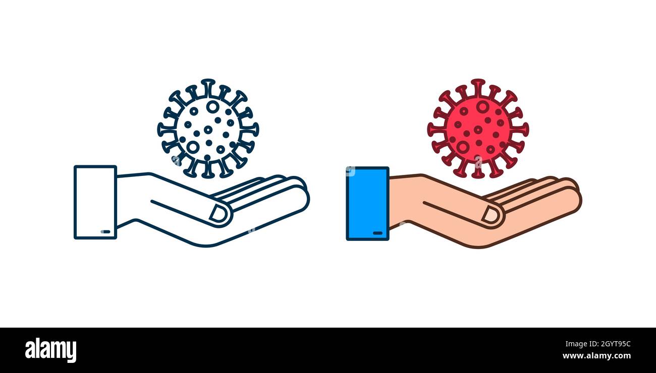 Sign caution coronavirus in hands. Coronavirus danger and public health ...