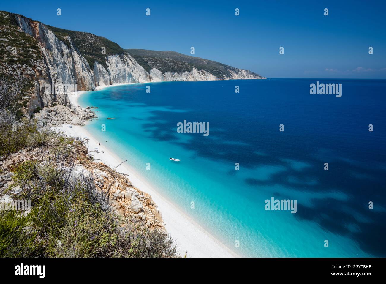 Remote and hidden Fteri beach in Kefalonia Island, Greece, Europe Stock ...