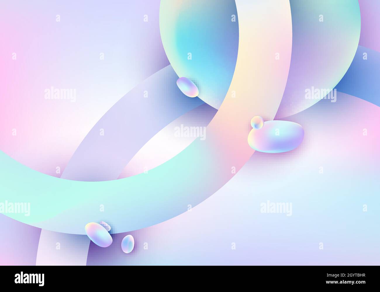 Abstract 3D geometric circles overlapping and fluid pastel gradient shape background. Vector illustration Stock Vector