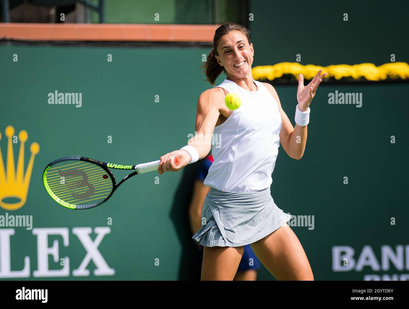 Indian Wells, USA. 08th Oct, 2021. Petra Martic of Croatia in action during  the second round of the 2021 BNP Paribas Open WTA 1000 tennis tournament  against Iga Swiatek of Poland on