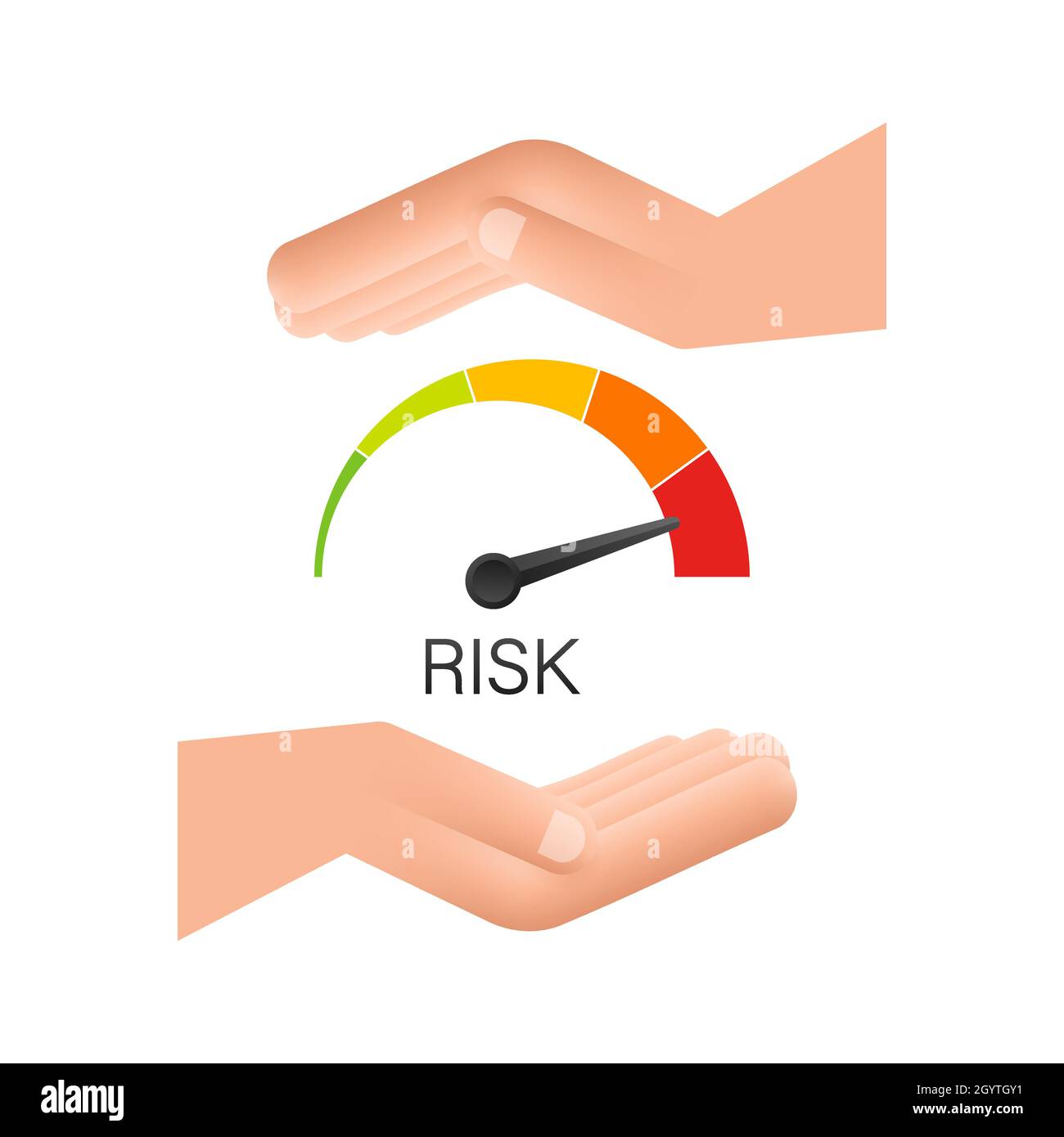 Risk icon on speedometer in hands. High risk meter. Vector stock ...