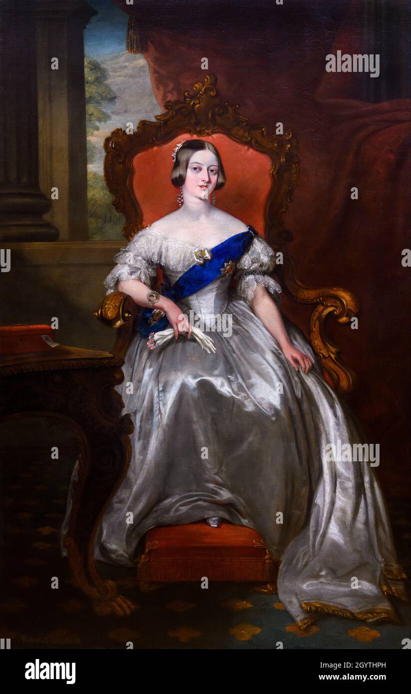 Queen Victoria. Portrait by Herbert Luther Smith, oil on canvas, 1848 Stock Photo
