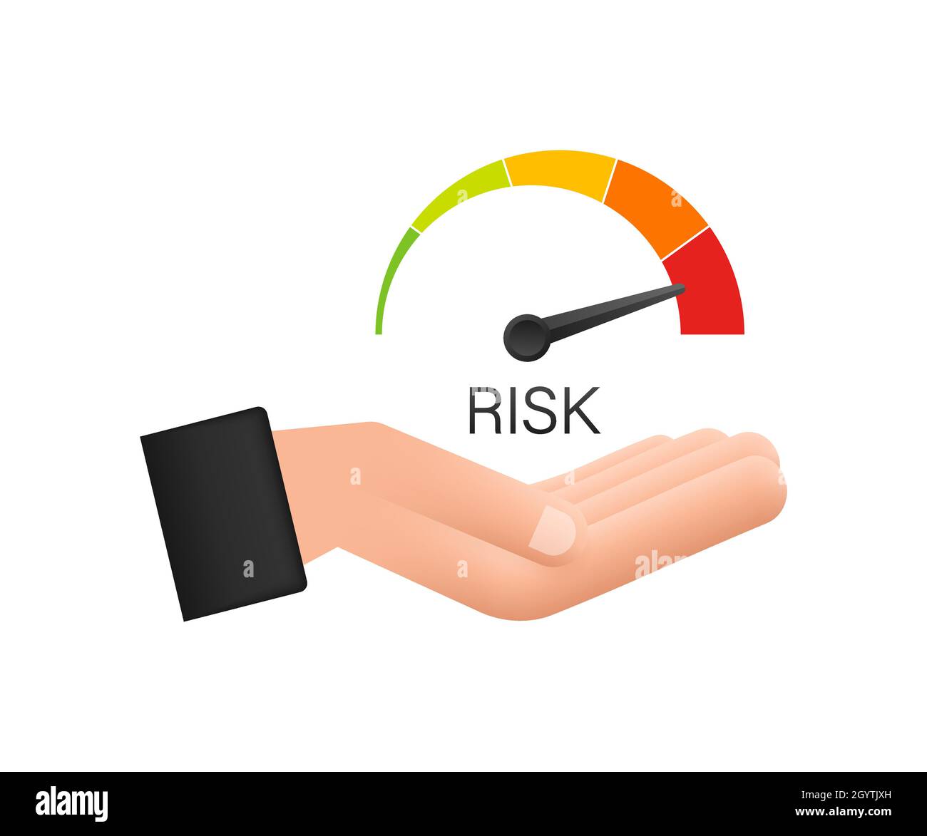 Risk icon on speedometer in hands. High risk meter. Vector stock ...