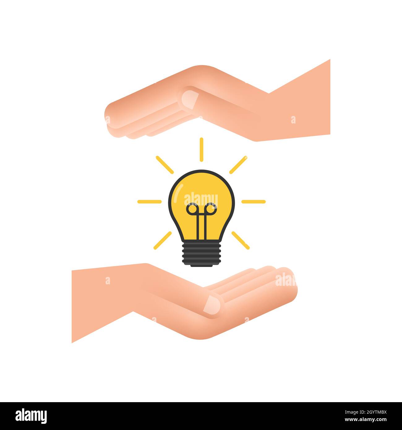 Light bulb icon with hands. lamp, incandescent bulb. Vector stock ...