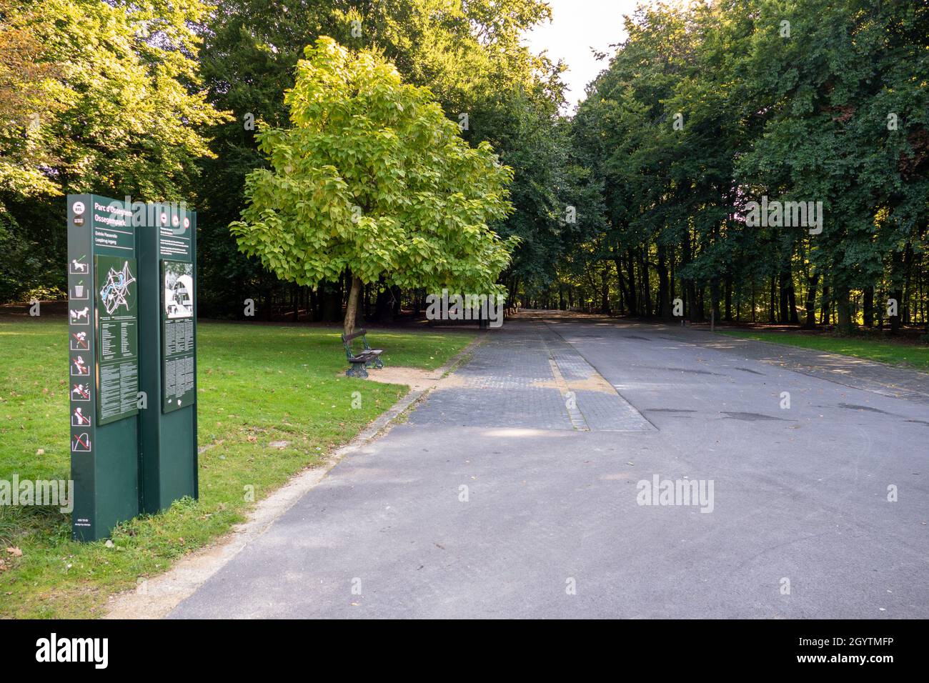 Brussels, Belgium, October 9, 2021. Osseghem Park is a forest park ...