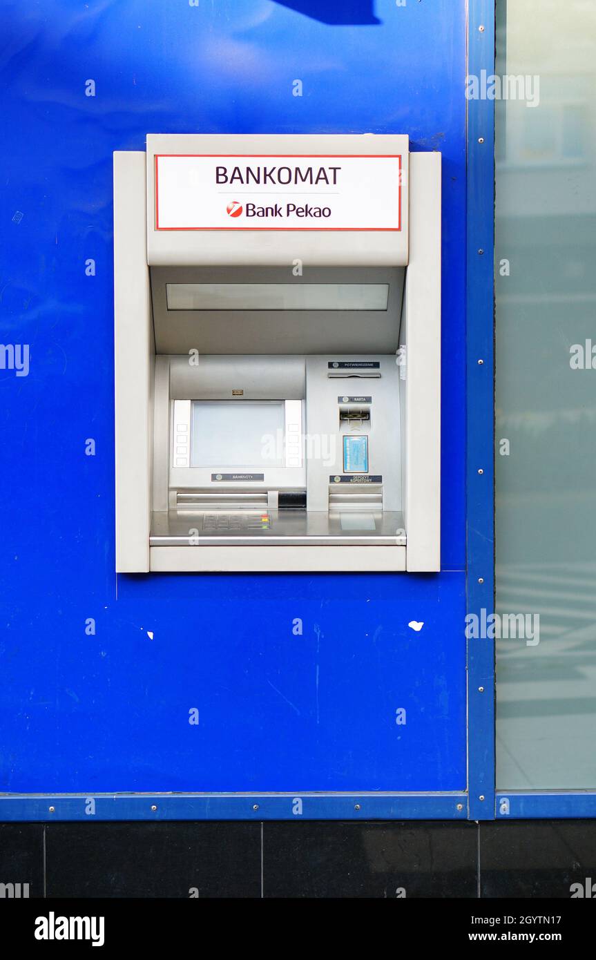 POZNAN, POLAND Sep 21, 2013 An ATM machine of a Pekao bank Stock