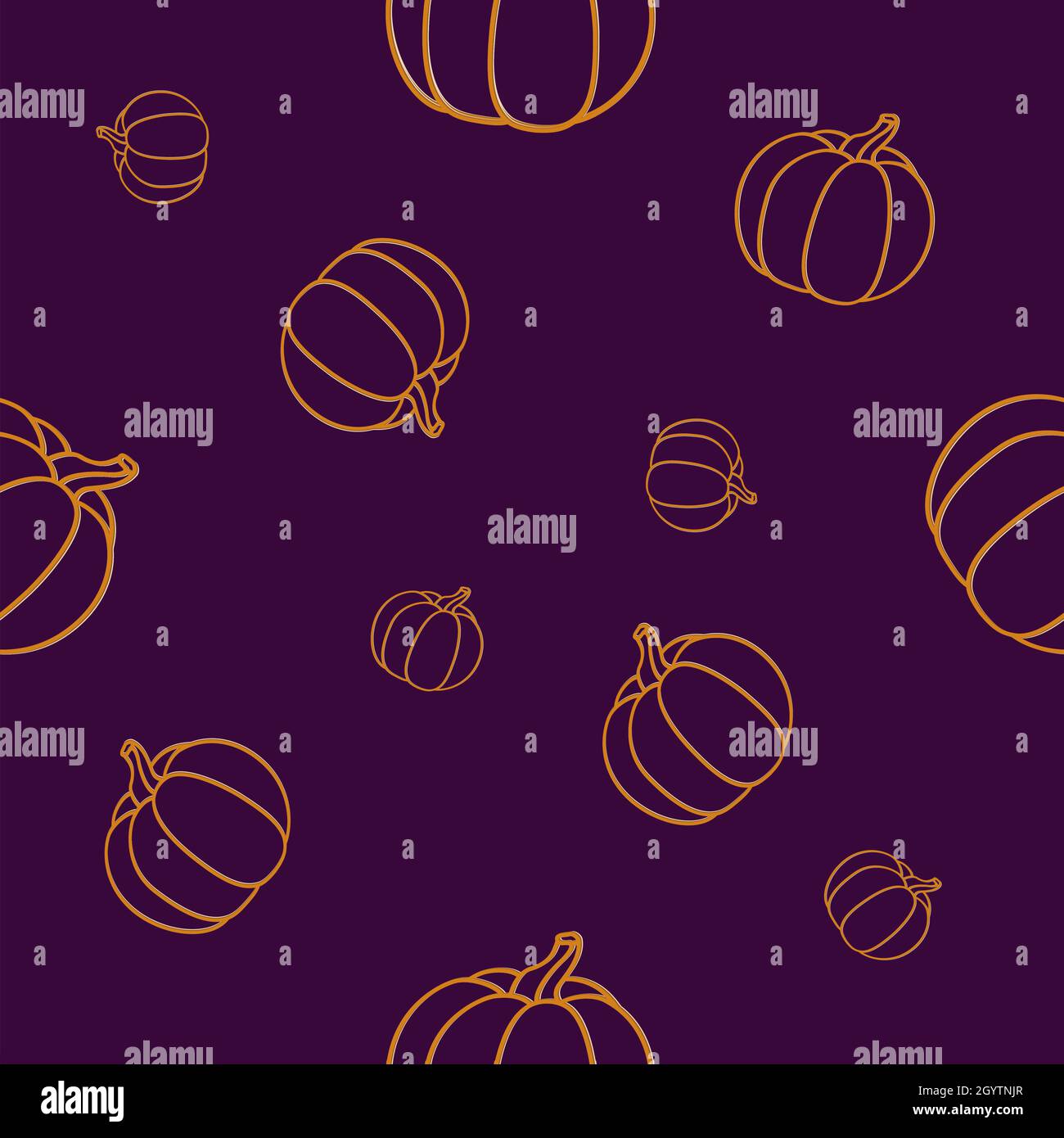 seamless pattern for orange halloween pumpkins on dark purple background Stock Vector