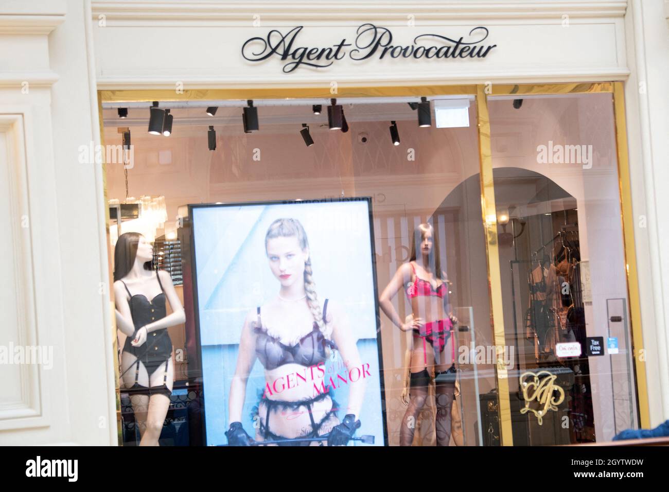 A shop sign of Agent Provocateur, on September 27 2021 in Moscow ...