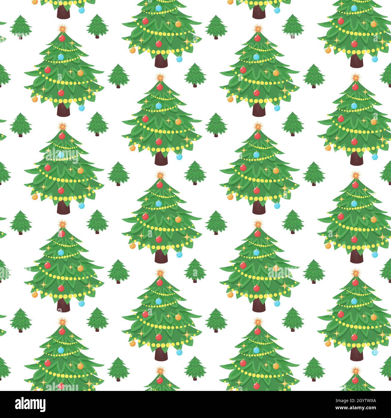 Christmas tree seamless pattern. Xmas festive background with fir trees ...