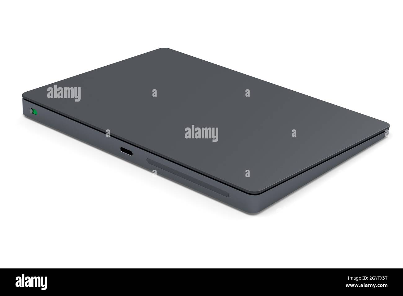 Black computer trackpad or wireless touch pad isolated on white